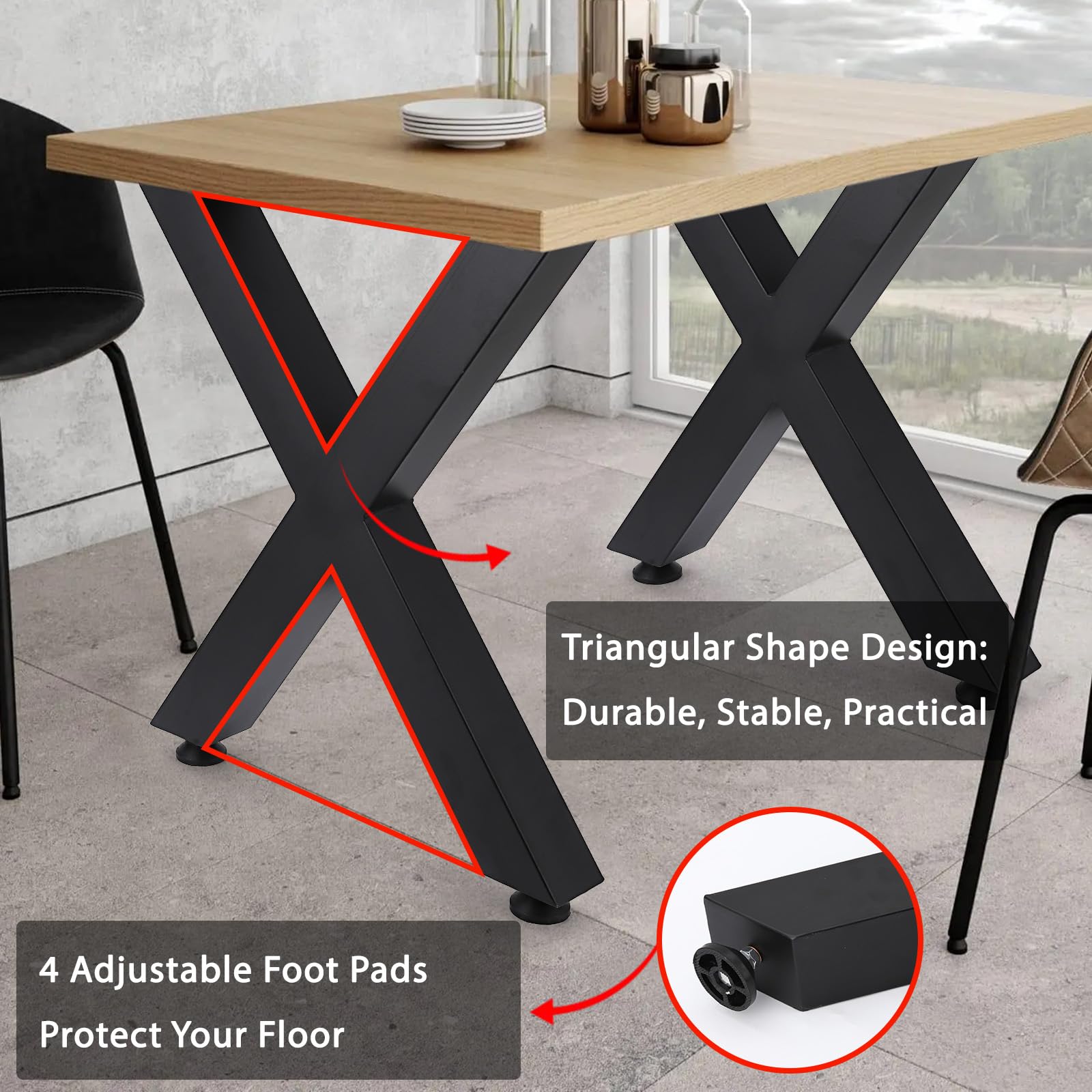 Pieds réglables antidérapants